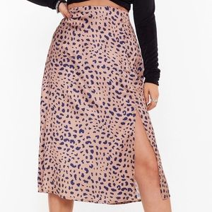 Plus Leopard Print Skirt with Slit